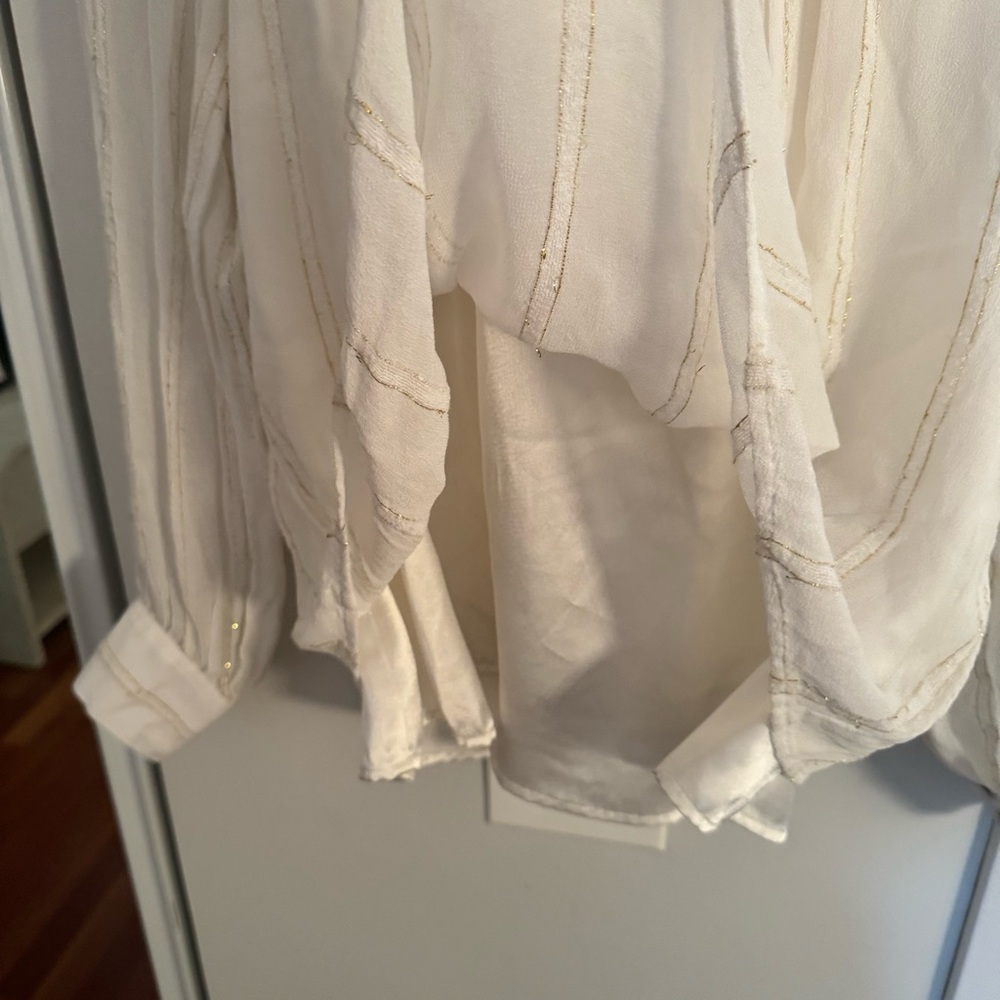 Anthropologie X DRA Los Angeles Victorian style metallic thread ruffle blouse - Picture 5 of 5